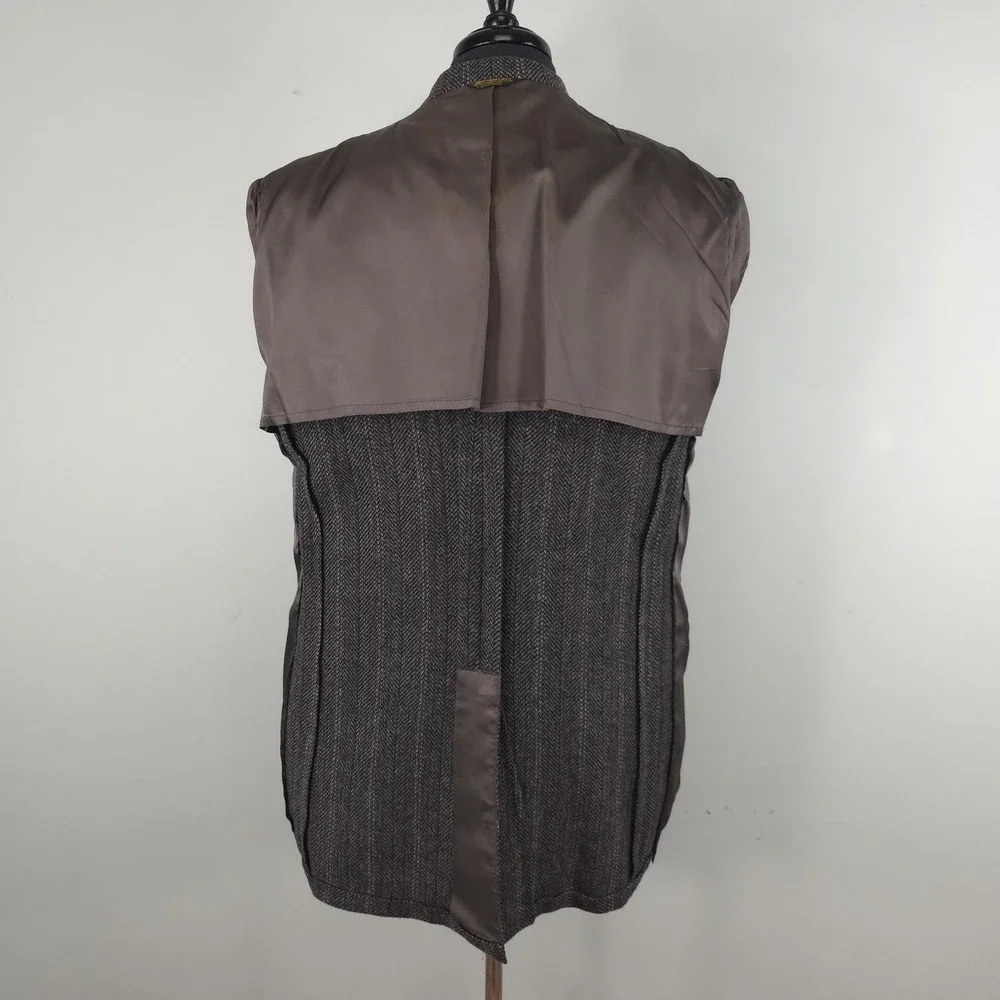 Vintage Palm Beach Blazer Mens 44L‎ Gray Herringbone Wool Tweed Sport Coat
